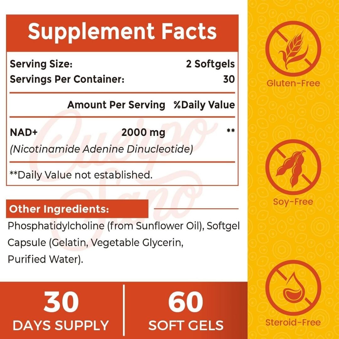 NAD+ Supplement 2000 MG - Liposomal, High Absorption, 60 Softgels