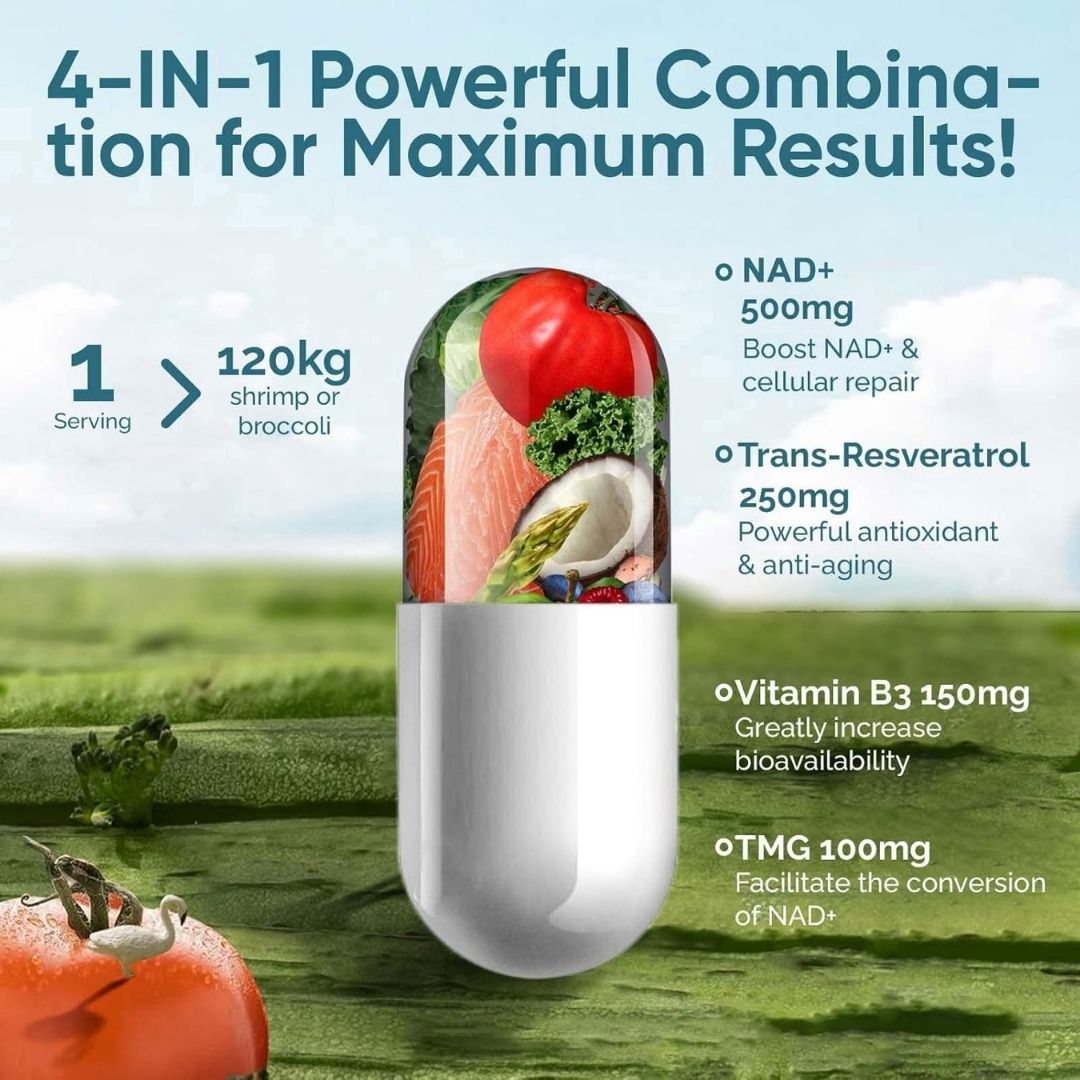 Solodate Labs NAD+ Resveratrol Supplement 1000mg – 120 Capsules