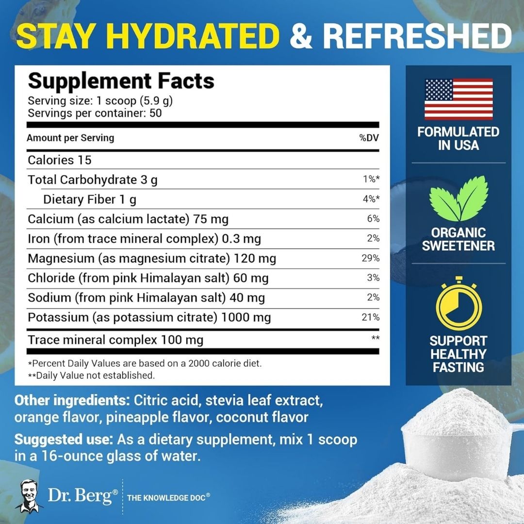 Dr. Berg Zero Sugar Hydration Keto Electrolyte Powder - 50 Servings
