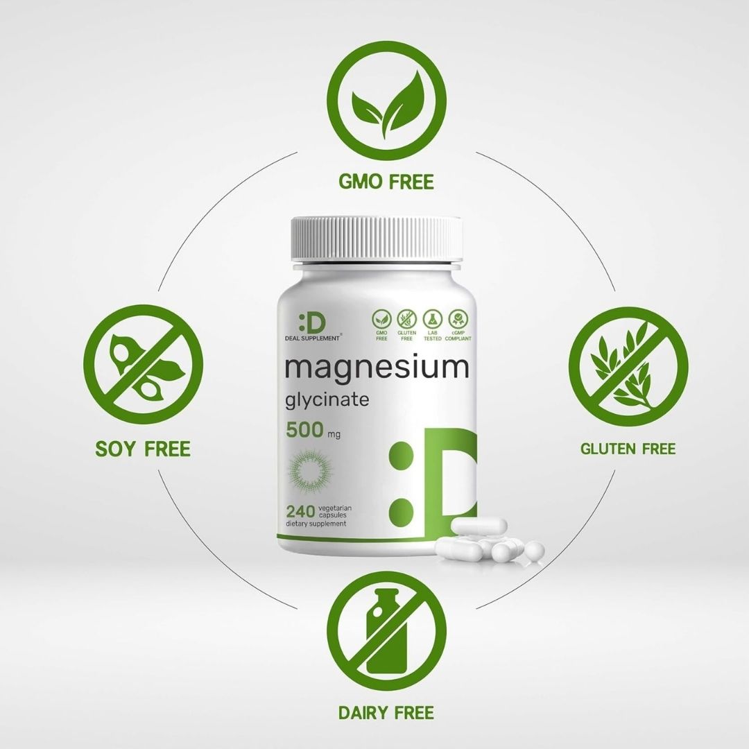 DEAL SUPPLEMENT - Magnesium Glycinate 500mg - 240 Veggie Capsules