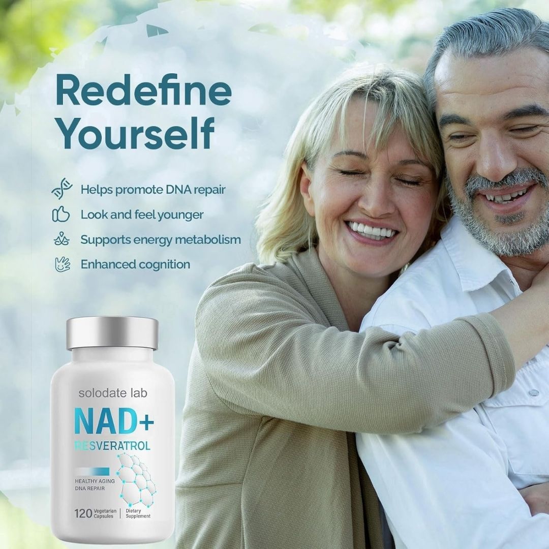 Solodate Labs NAD+ Resveratrol Supplement 1000mg – 120 Capsules