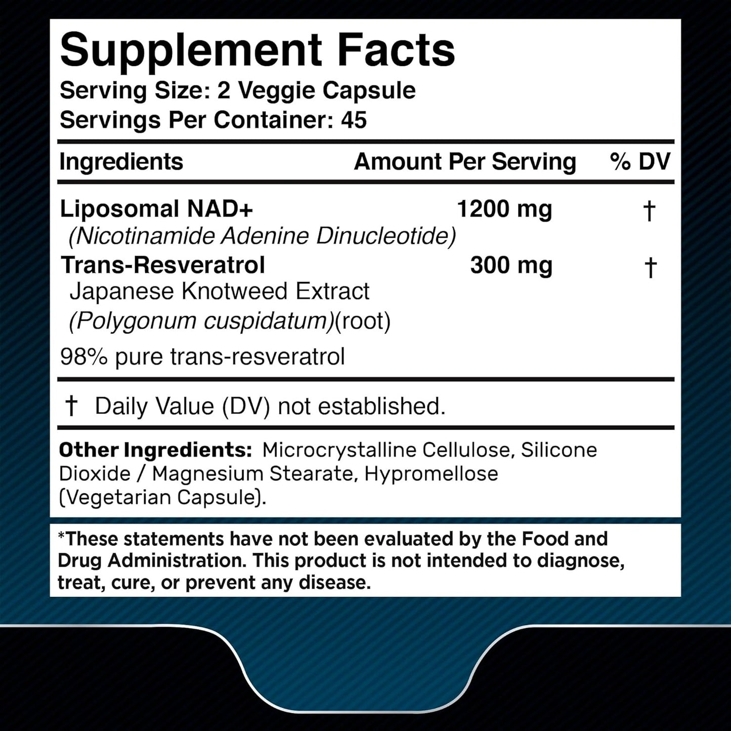 WELLNESS LABSRX 1500mg - Liposomal NAD+ Supplement with Resveratrol