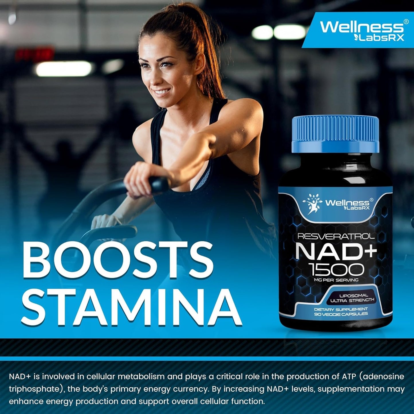 WELLNESS LABSRX 1500mg - Liposomal NAD+ Supplement with Resveratrol