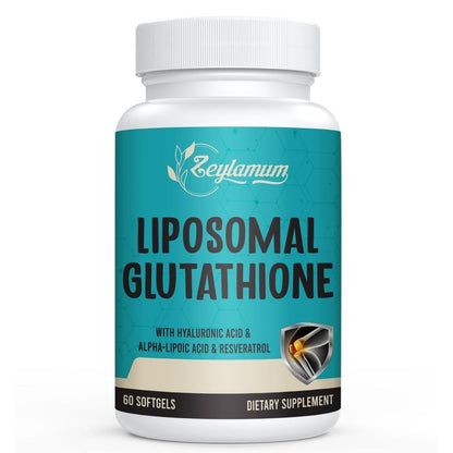 Zeylamum Liposomal Glutathione 2400mg with Hyaluronic Acid & Resveratrol – 60 Softgels