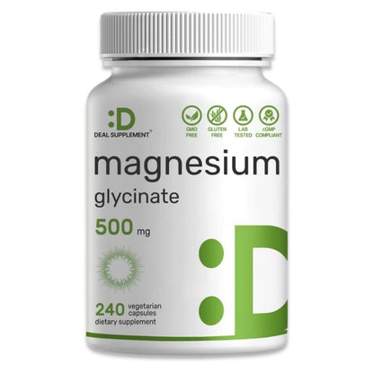 DEAL SUPPLEMENT - Magnesium Glycinate 500mg - 240 Veggie Capsules