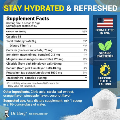 Dr. Berg Zero Sugar Hydration Keto Electrolyte Powder - 50 Servings