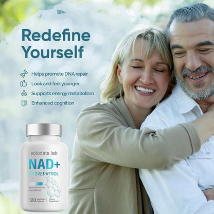 Solodate Labs NAD+ Resveratrol Supplement 1000mg – 120 Capsules
