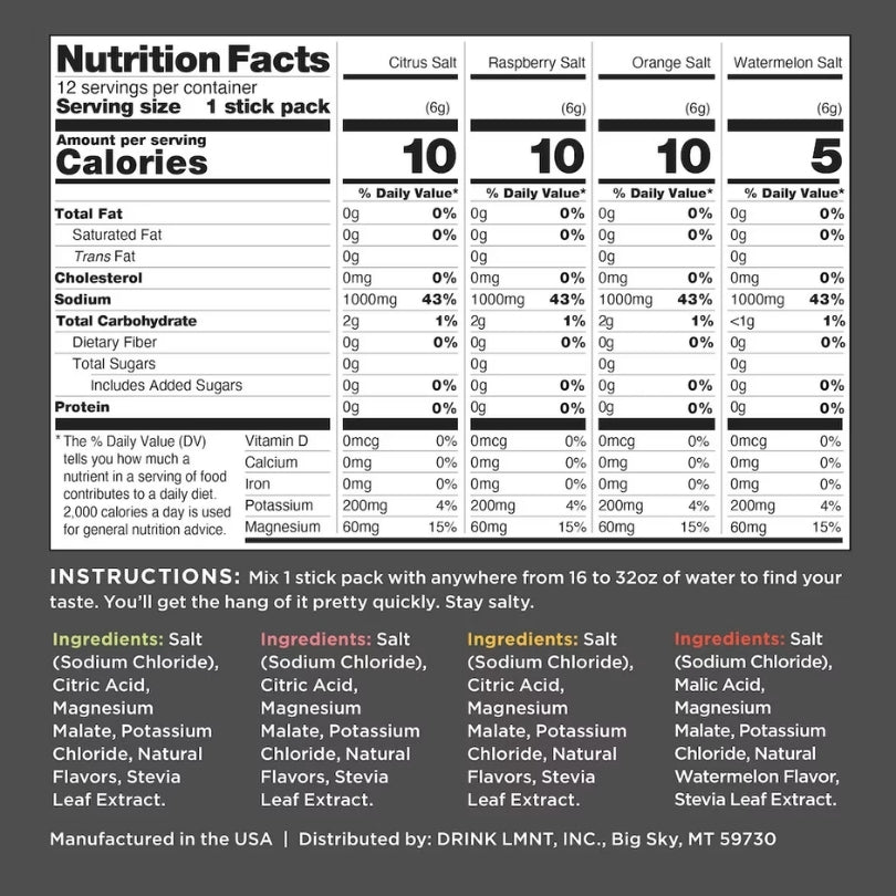 LMNT Zero Sugar Electrolyte Drink - Variety Pack